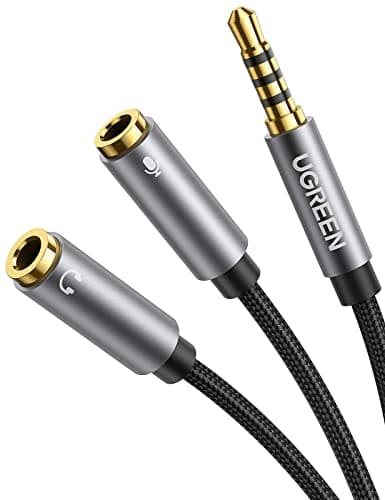 UGREEN UGREEN Headphone Splitter 3.5mm 2 Female to 1 Male Mic and Audio Y Splitter T...