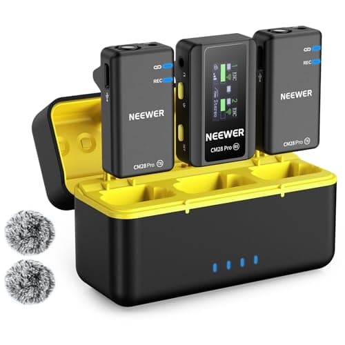 NEEWER NEEWER CM28 PRO Wireless Lavalier Lapel Microphone System with Charging Case ...