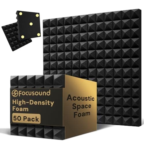 Focusound Focusound Acoustic Panels 50 Pack 2"x12"x12" with 300 PCS Double-Side Adhesive