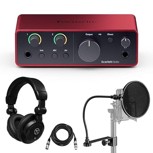 Focusrite Focusrite Scarlett Solo 4th Gen USB Audio Interface & Software, Bundle with C...