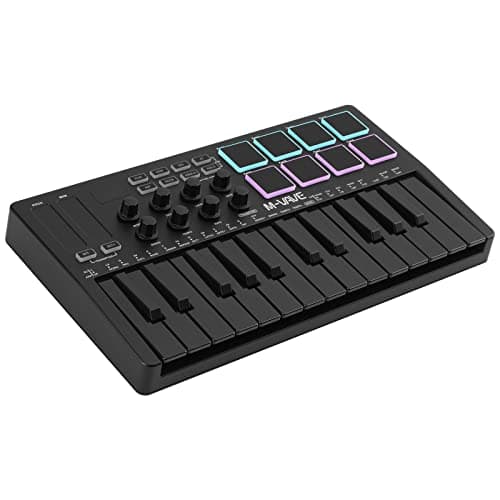 M-VAVE M-VAVE 25 Key USB MIDI Keyboard Controller With 8 Backlit Drum Pads, Bluetoot...