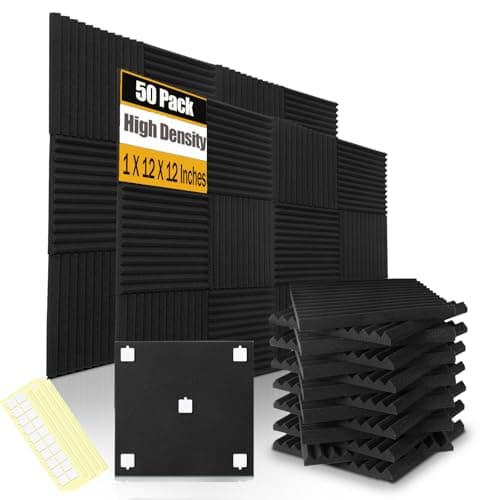 YHYGHXFR YHYGHXFR 50 Pack Acoustic Foam Panels 1" X 12" X 12" Wedge Soundproof Studio Foam for ...