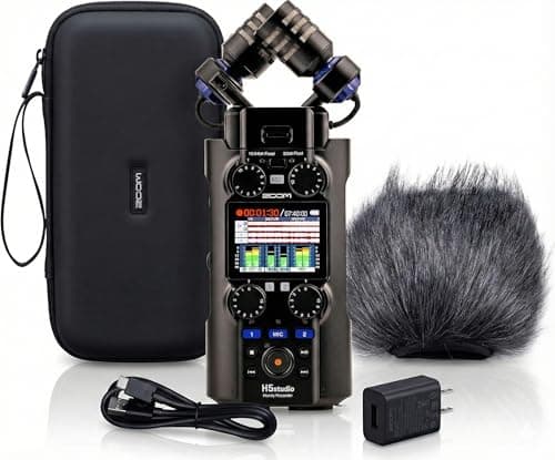 Zoom Zoom H5studio 6-Track 32-Bit Float Handy Recorder Bundle with APH-5s Accessor...