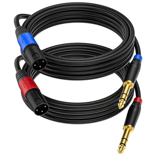 Jozzai Jozzai (2Pack /10 FT) Male XLR to 1/4 Inch (6.35mm) TRS Mono Jack Microphone ...