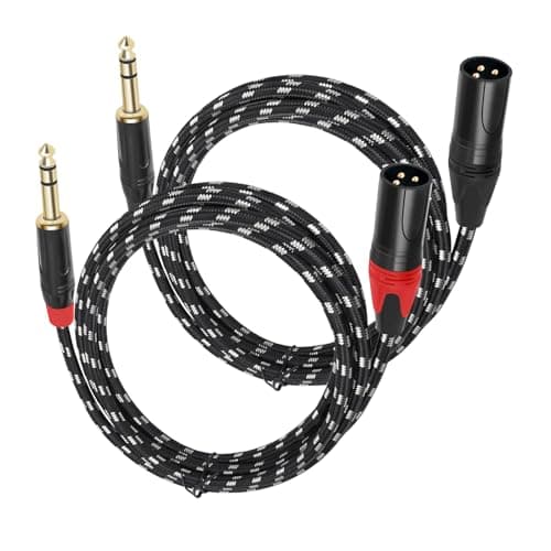 Jozzai Jozzai XLR Male to 1/4 (6.35mm) TRS Mono Jack Microphone Cable, 6.6 FT, 2 Pac...