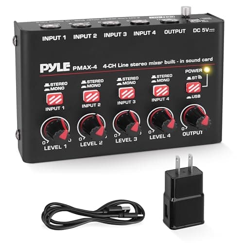 Pyle Pyle 4-Channel Bluetooth Mini Line Mixer with USB Audio Interface