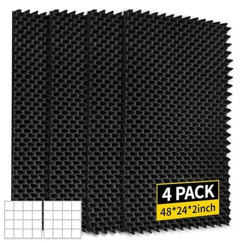 varrisin varrisin 4 Pack Sound Proof Foam Panels 48x24x2 Acoustic Foam Panels Egg Crate Foam fo...