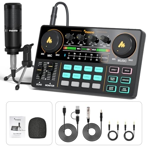 MAONO MAONO Podcast Equipment Bundle Audio mixer All-in-One Podcast Production Stud...