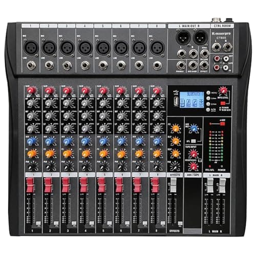 K-mxerpro K-mxerpro 8 Channel Professional Audio Mixer Console Sound Board with 48V Pha...