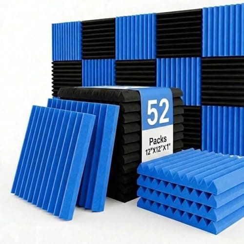 XIN&LOG XIN&LOG 52 Pack Black blue 1" x 12" x 12" Acoustic Wedge Studio Foam Sound Absorption...