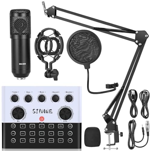 SINWE SINWE F993 All-in-One Podcast Equipment Bundle，BM-800 Recording Studio Package with...