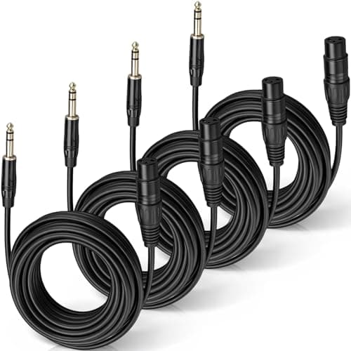 Sabary Sabary 4 Pack 25 ft 1/4 Inch (6.35mm) TRS to XLR Female Stereo Jack Microphon...