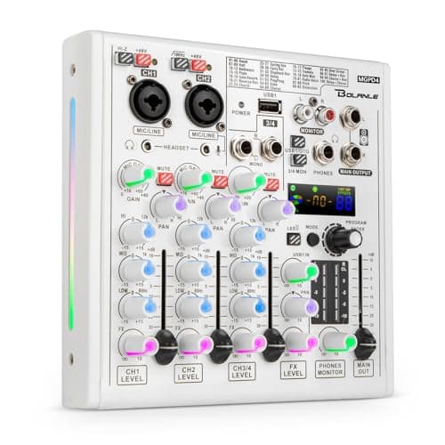 Bolanle Bolanle 4-Channel DJ Mixer with 100 DSP Effects, USB Audio Interface & Bluetooth
