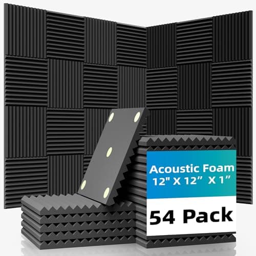 Temgcuam Temgcuam 54 Pack Sound Proof Foam Panels |12"×12"×1" Quick-Recovery Soundproof Wall Pa...