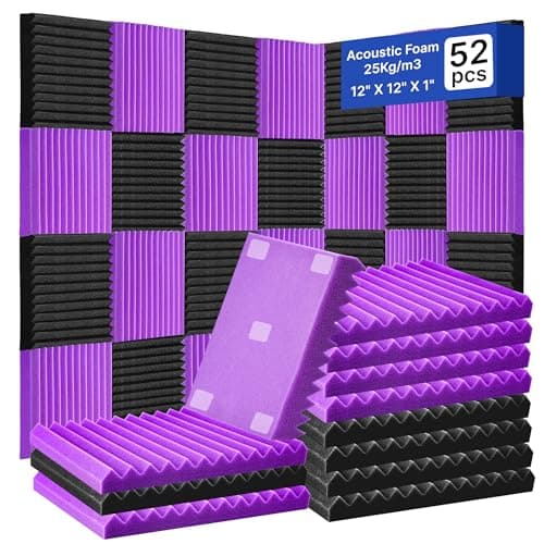 TDHLYJHF TDHLYJHF 52 Pack Acoustic Foam Panels,1" x 12" x 12"Acoustic Wedge Studio Foam Sound A...