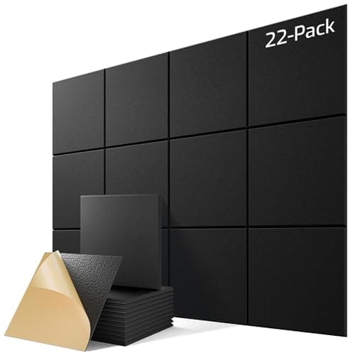Lebenforce Lebenforce 22 Pack Self-Adhesive Sound Proof Foam Panels for Walls 12"x12"x0.4" Fabric