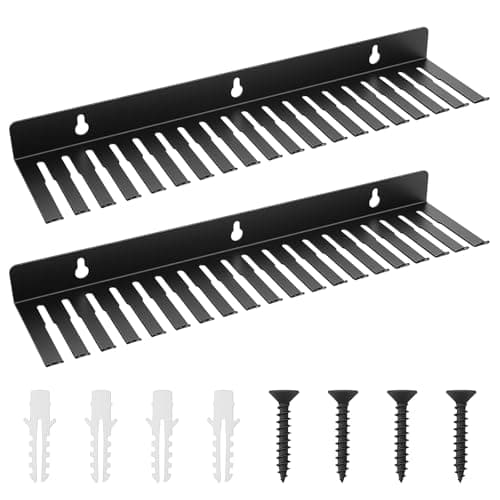 PercyEffie PercyEffie 2 Pack Wall Mountable Cable Hanger 19 Slots Steel Cable Rack Cord ...