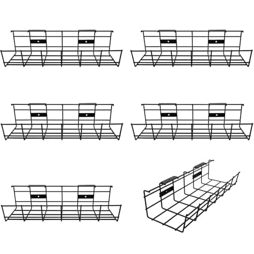 COYACOOL COYACOOL Under Desk Cable Management- 6 Pack Cord Organizer. Metal Wire Cable Manageme...