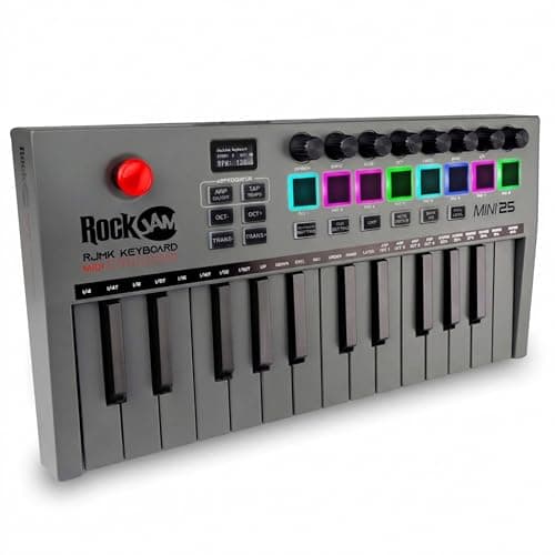 RockJam RockJam 25-Key Rechargeable USB MIDI Keyboard Controller β Mini Piano Keyboar...