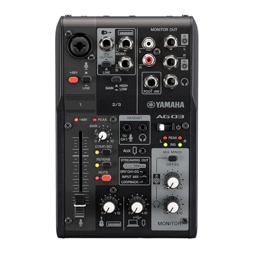Yamaha Yamaha AG03MK2 Black 6-Channel Live Streaming Loopback Mixer/USB Interface wi...
