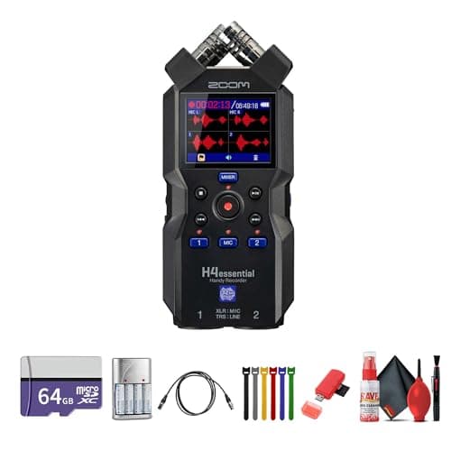 Zoom Zoom H4essential 4-Track 32-Bit Float Portable Audio Recorder Bundle with Ext...