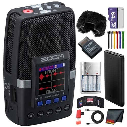 Zoom Zoom H2essential Multi-Mic 32-Bit Float Handy Recorder Bundle with Windscreen...