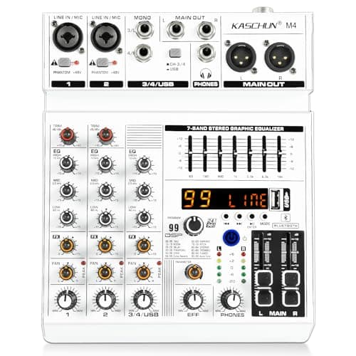 Kaschun Kaschun 4-Channel Audio Mixer with Bluetooth & 99 DSP Effects