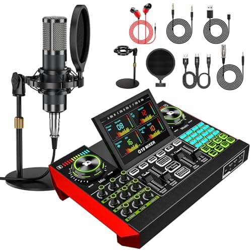 tenlamp tenlamp Podcast Equipment Bundle with Live Sound Card Audio Mixer