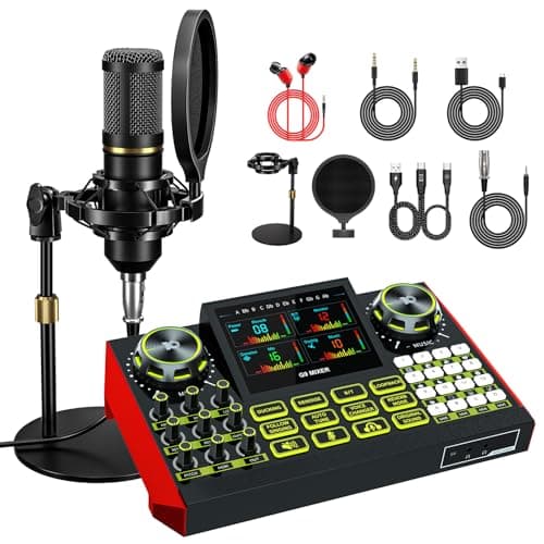 tenlamp tenlamp Podcast Microphone Bundle with Live Sound Card Audio Mixer