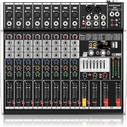 Kaschun Kaschun 8 Channel Bluetooth Audio Mixer with 48V Phantom Power