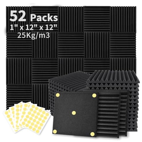 Focusound Focusound 52 Pack Acoustic Foam Panels 1" x 12" x 12" Sound Proof Foam Panles...